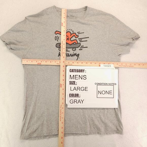 Keith Haring Graphic Short Sleeve Crew Neck T-Shirt Mens Size Large L Gray - Picture 5 of 9